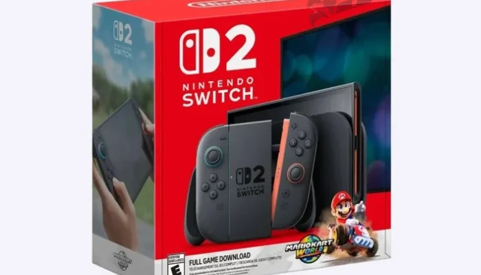 Nintendo Switch 2 Mario Kart World Bundle console and game box