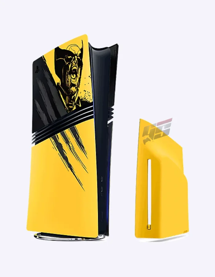 PS5 Pro Console Cover Wolverine Battle Yellow Limited Edition front view